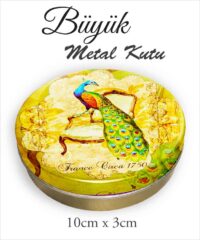 Tavuskuşu Desenli Büyük Metal Kutu
