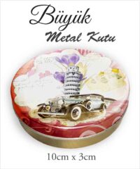Araba Desenli Büyük Metal Kutu