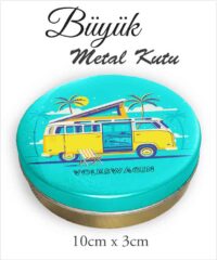Araba Desenli Büyük Metal Kutu