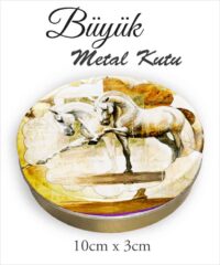 At Desenli Büyük Metal Kutu