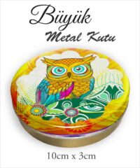 Baykuş Desenli Büyük Metal Kutu