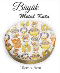 Baykuş Desenli Büyük Metal Kutu