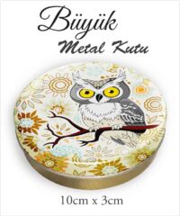 Baykuş Desenli Büyük Metal Kutu