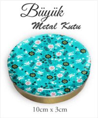 Çiçek Desenli Büyük Metal Kutu