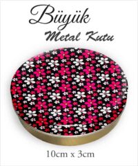 Çiçek Desenli Büyük Metal Kutu