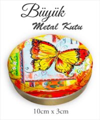 Kelebek Desenli Büyük Metal Kutu