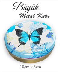 Kelebek Desenli Büyük Metal Kutu