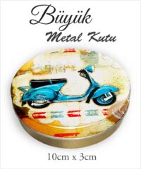 Vespa Desenli Büyük Metal Kutu