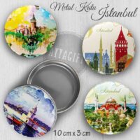 iSTANBUL desenli büyük metal kutu