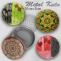 Karışık Mandala Desenli Büyük Metal Kutu (1 Koli=100 adet)