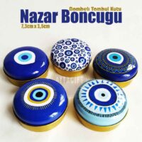 nazar boncuğu desenli metal kutu