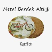 Bisiklet Desenli Metal Bardakaltı 