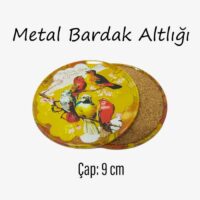 Kuş Desenli Metal Bardakaltı 