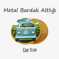 Araba Desenli Metal Bardakaltı 