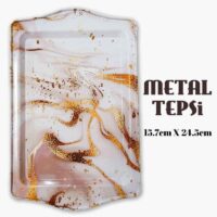 Mermer Desenli Metal Tepsi