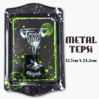 Coffee Desenli Metal Tepsi