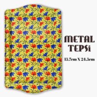 Çiçek Desenli Metal Tepsi